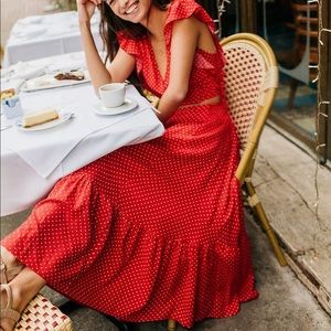 Free people 2 piece red Polka dot dress